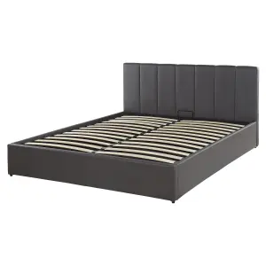 Faux Leather EU King Size Ottoman Bed Grey DREUX