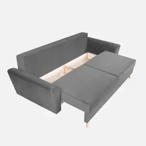 Sendi 3 Seater Sofa Bed with Storage - Grey