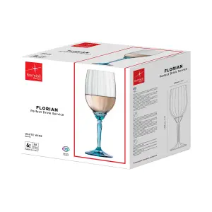 Bormioli Rocco - Florian White Wine Glasses - 380ml - Blue - Pack of 6