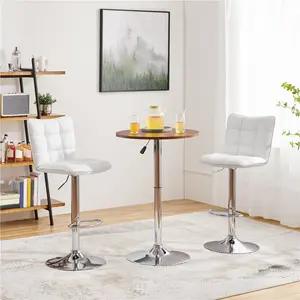 Color Upholstered Counter Stool with Metal Frame (Set of 2) White