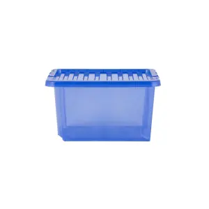 Wham 5 Piece Multisize Crystal Stackable Plastic Storage Box & Lid Set Tint Spectrum Blue