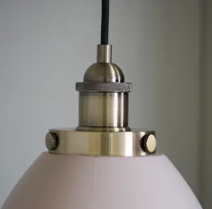 Anson Lighting Hampton Satin Taupe and Antique Brass Single Light Ceiling Pendant