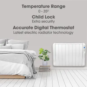 Futura Electric 2000W Radiator Panel Heater Wall Mounted Advanced Timer Digital Thermostat