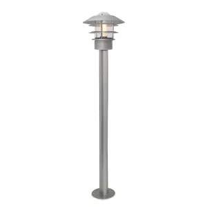 Outdoor IP44 Bollard Light Silver LED E27 60W Bulb Outside External Exterior