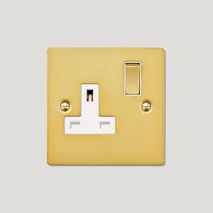 SYLVIE Single Plug Socket - Brass (White Insert)