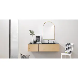 Mcfarren Metal Flat Wall Mirror Satin Brass