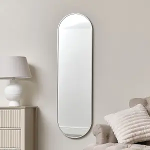 Melody Maison Silver Oval Framed Wall Mirror 140cm x 40cm