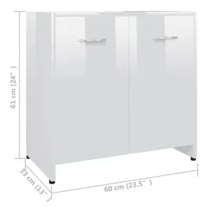 Berkfield Bathroom Cabinet High Gloss White 60x33x61 cm Engineered Wood