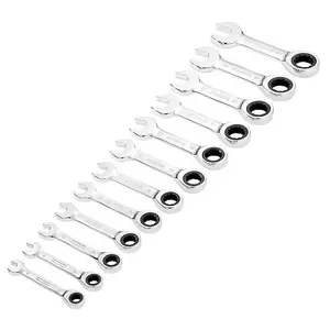 Draper Tools HI-TORQ Metric Stubby Ratchet Combination Spanner Set (12 Piece)