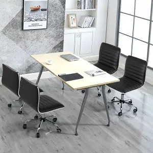 Yaheetech PU Leather Armless Desk Chair for Home Office - Black