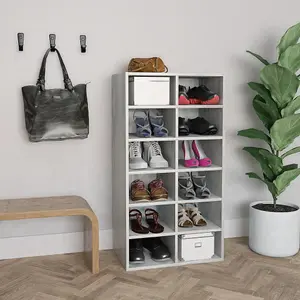 Berkfield Shoe Rack Concrete Grey 54x34x100.5 cm Engineered Wood