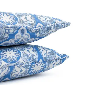 Gardenwize Pair of Outdoor Garden Sofa Chair Furniture Scatter Cushions- Jacquard Blue