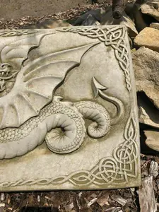 Celtic Welsh Dragon Plaque Hanging Wall Art Stone Statue Outdoor Garden Ornament