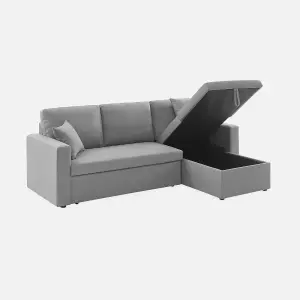 sweeek. 3-seater reversible corner sofa bed with storage Ida Light Grey 219x84x68 cm