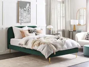 Velvet EU King Size Bed Green FLAYAT