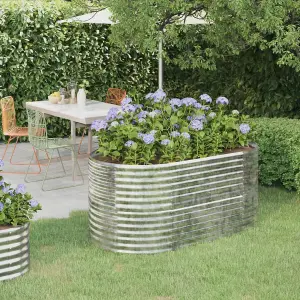 Berkfield Garden Planter Powder-coated Steel 152x80x68 cm Silver