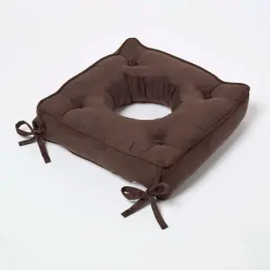 Homescapes Chocolate Faux Suede Coccyx Cushion with Ties