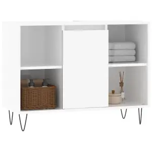 Berkfield Bathroom Cabinet High Gloss White 80x33x60 cm Engineered Wood