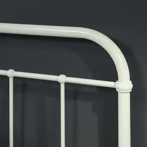 Tewin Vintage Hospital Style White Double Metal Bed Frame