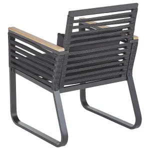 Set of 2 Garden Chairs with Cushions CANETTO Metal Black