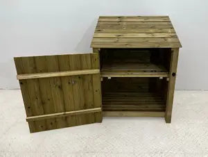 Wooden Premium Tongue & Groove Log Store (W-99cm, H-126cm, D-88cm With door, With Kindling Shelf