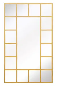 MirrorOutlet Decorative Fenestra - Gold Modern Wall and Leaner Mirror 71" X 43" (180 x 110CM)