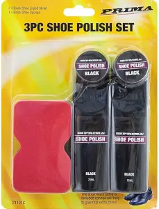 3Pc Black Shoe Polish Set Brush Polishing Boots Sneakers Shine Care Bristle