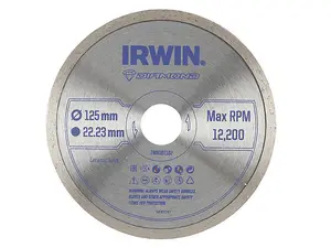 IRWIN 125mm Continuous Rim Diamond Blade for Precision Tile Cutting