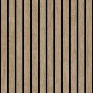 Muriva Ugepa Wooden Slats Panelling 3D Wood Panel Stripe Taupe Black Wallpaper