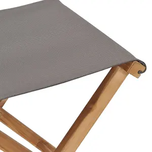 Berkfield Folding Chairs 2 pcs Solid Teak Wood and Fabric Dark Grey