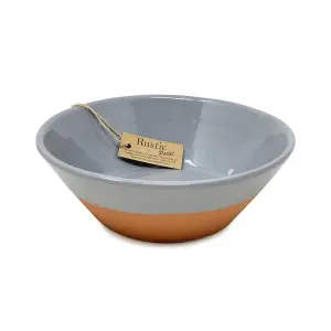 Rustic Pastel Half Dipped Terracotta Kitchen Large Bowl Grey (D) 23cm x (H) 8cm