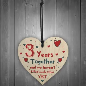 Funny Rude 3rd Anniversary Gift For Husband Wife Gift For Him Her Wooden Heart