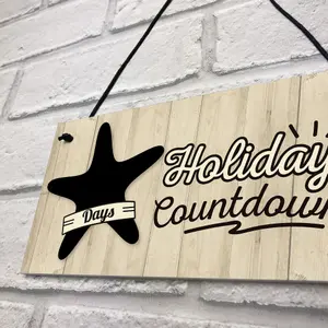 Red Ocean Chalkboard Holiday Countdown Hanging Sign Plaque Friendship Family Door Sign Gift