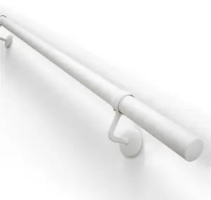 Forgeworks Premium Matt White 3.6m Indoor Stair Handrail Kit - Easy Install all in One Box including brackets and endcaps