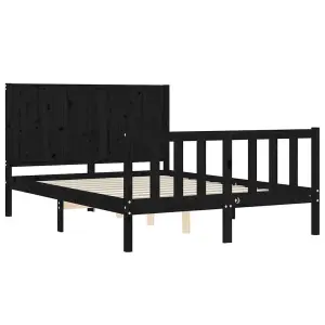 Berkfield Bed Frame with Headboard Black 120x200 cm Solid Wood