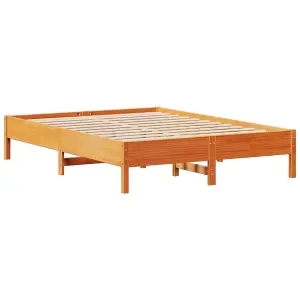 Berkfield Bed Frame without Mattress Wax Brown 150x200 cm King Size Solid Wood Pine