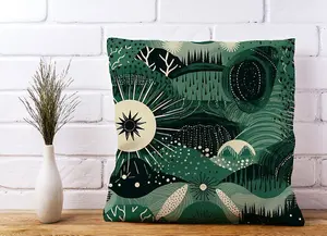 Abstract Green Moon Cushions 45cm x 45cm