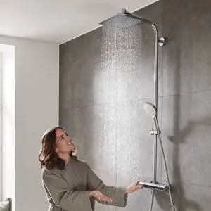 Hansgrohe Crometta E Showerpipe 240 1jet with thermostatic shower mixer