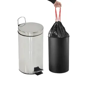 30 Litre Slim Kitchen Indoor/Outdoor Pedal Bin Rubbish & Waste Bin Slip Resistant With Strong Metal Stainless Steel Inner Bin & Ha