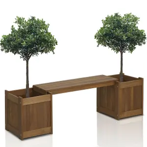 Furinno Tioman Hardwood Planter Box in Teak Oil, Natural