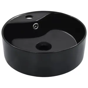 Berkfield Wash Basin with Overflow 36x13 cm Ceramic Black