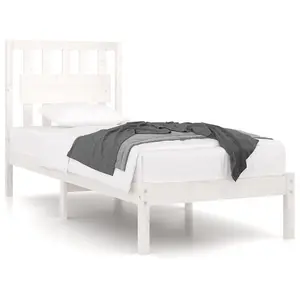 Berkfield Bed Frame White Solid Wood Pine 100x200 cm