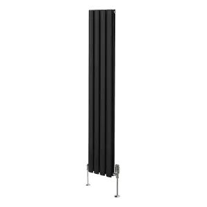 Oval Column Radiator & Valves - 1600mm x 240mm - Black