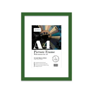 A4 Green Picture Frame With Mount for A5 (14.8 x 21cm - 5.8 x 8.3in) Poster, Photo, Artwork, or Print.