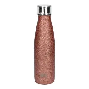 BUILT 500ml Double Walled Stainless Steel Water Bottle Rose Gold Glitter