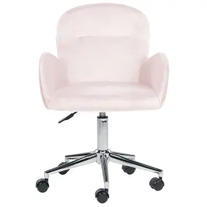 Beliani Scandinavian Desk Chair Velvet Pink PRIDDY