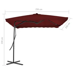 Berkfield Outdoor Parasol with Steel Pole Bordeaux Red 250x250x230 cm