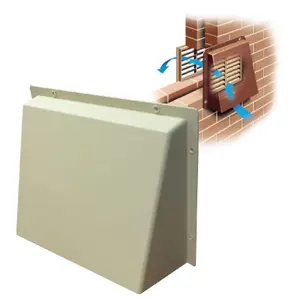 SmartHome 9" x 9" Buff/Cream Hooded Cowl Vent Cover for Air Bricks Grilles Extractors