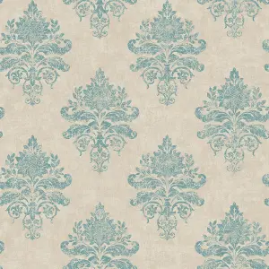 Galerie Nordic Elements Blue Damask Medallion Wallpaper Roll