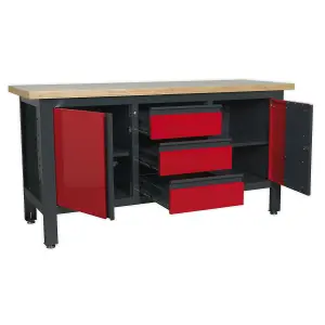 Sealey Work Station With 3 Drawers 2 Cupboards 300kg Capacity Heavy Duty AP1905C